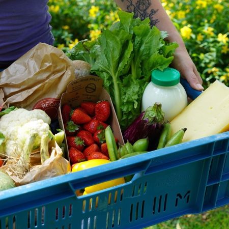Kratje groenten fruit melk rechtstreex