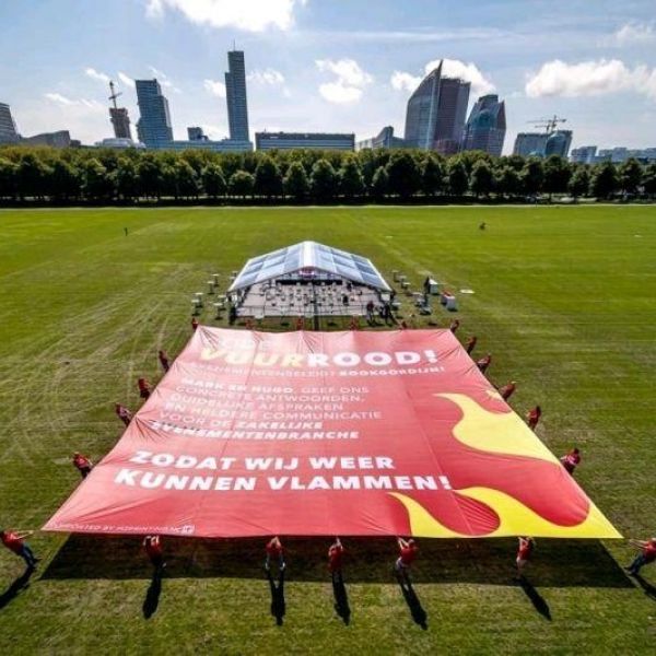Eventbranche vuurrood protest corona maatregelen 2021