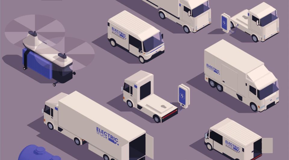 Elektrisch vervoer vrachtwagen illustratie