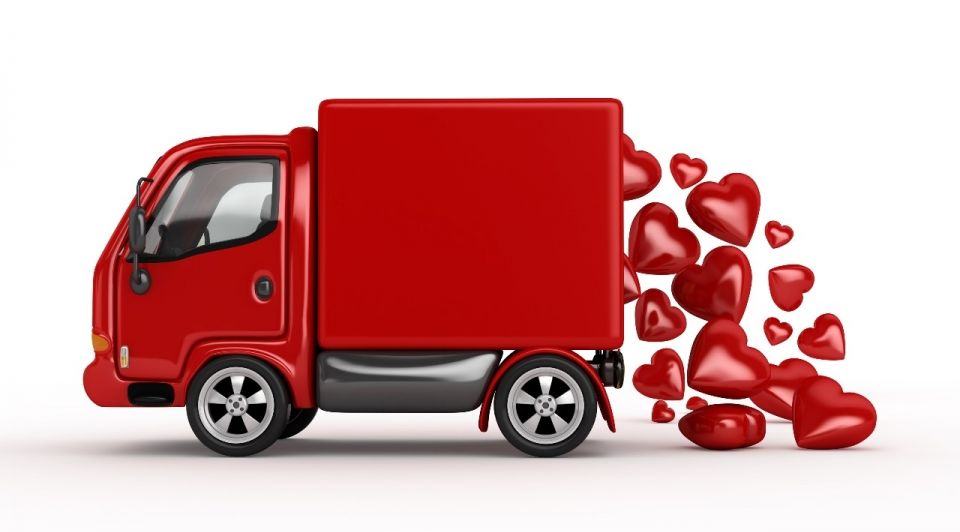 Vrachtwagen hartjes rood valentijnsdag