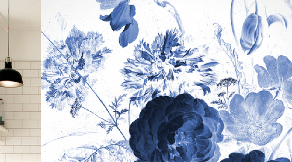 Nieuwe collectie fotobehang royal blue flowers